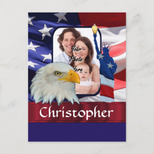 Cartão Postal Modelo de foto do Ícone Americano Patriótico