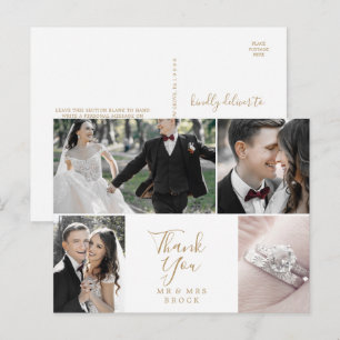 Cartão Postal Modelo de Foto Dourado 4 minimalista Obrigado