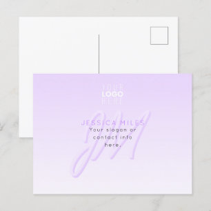 Cartão Postal Modelo de Nome Profissional e Slogan Roxo Claro