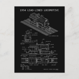 Cartão Postal Modelo MOC de Blueprint de Locomotiva Revestida de