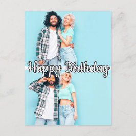 Cartão Postal Modelo Moderno de Aniversário com 2 Fotos Personal