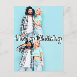 Cartão Postal Modelo Moderno de Aniversário com 2 Fotos Personal