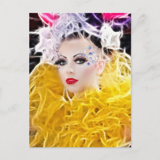 Cartão Postal Modelo Superstar com palhaço amarelo (Frente)