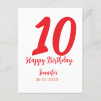 modelo vermelho de 10º aniversário adicionar nome