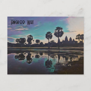 Cartão Postal Modelos Angkor Wat Estilizados do Sol