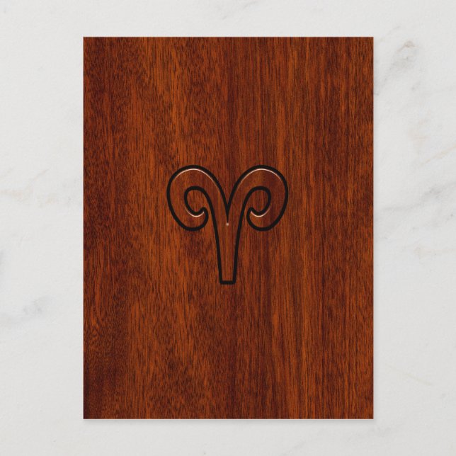 Cartão Postal Modern Aries Símbolo Zodiac em Mahogany como impre (Frente)
