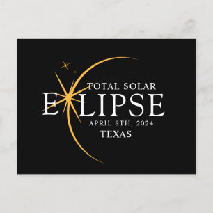 Cartão Postal Modern Black & Dourado 2024 Texas Total Eclipse So