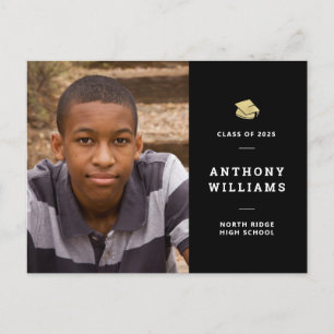 Cartão Postal Modern Black & White Photo Graduation