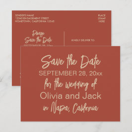 Cartão Postal Modern Boho Minimalista Queimado Salve a Data