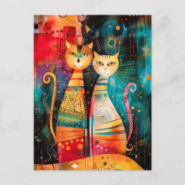 Cartão Postal Modern Cat Design in Cosmic Galaxy