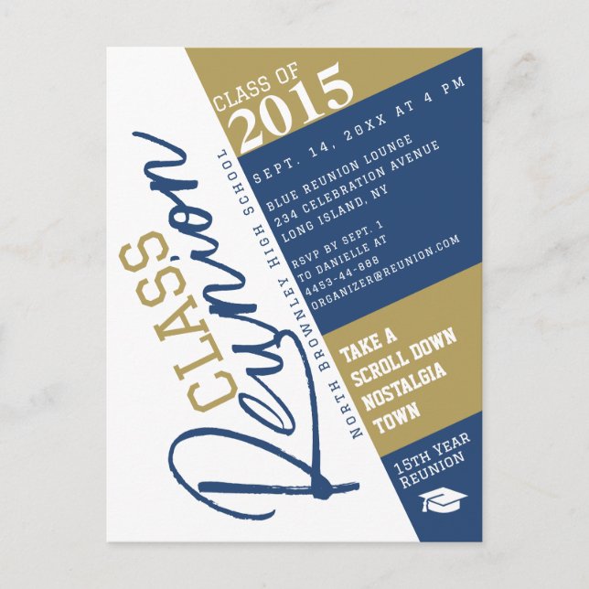 Cartão Postal Modern Class Reunion Design Invitation Postcard (Frente)