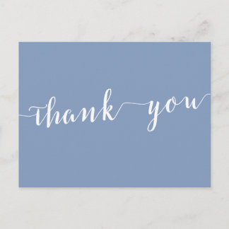 Cartão Postal Modern Dusty Blue Wedding Thank You Postcards