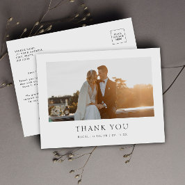Cartão Postal Modern Elegant Photo Wedding Thank You Postcard