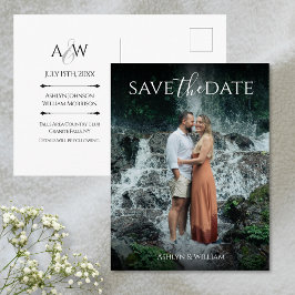 Cartão Postal Modern Elegant Typography Photo Save the Date