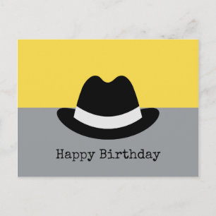 Cartão Postal Modern Fedora Colorblock Birthday