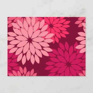 Cartão Postal Modern Floral Kimono Impressão, Coral Rosa e Borgo