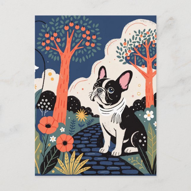 Cartão Postal Modern French bulldog dog (Frente)