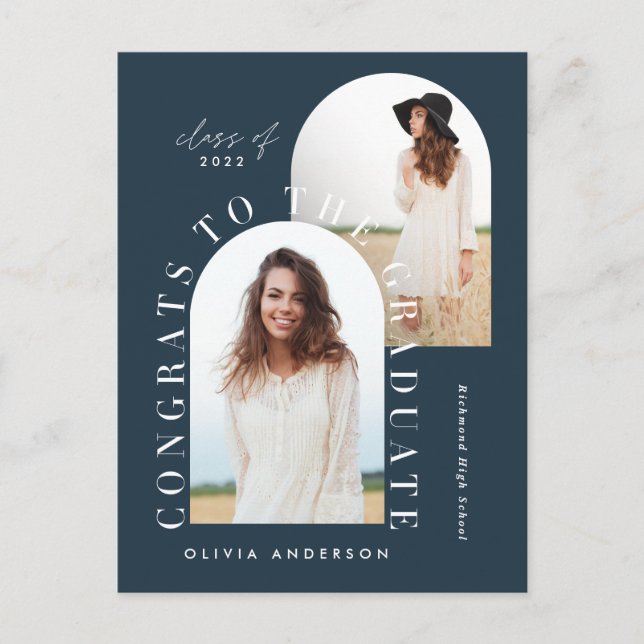 Cartão Postal Modern geometric multi photo arch graduation  post (Frente)