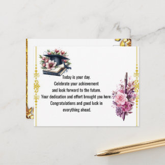 Cartão Postal Modern Graduation Thank You Card Elegant Class of