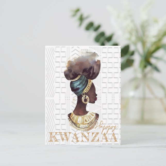 Cartão Postal Modern Happy Kwanzaa (Em pé/Frente)