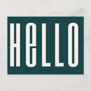Cartão Postal Modern Hello Minimalista Simples Verde Escuro