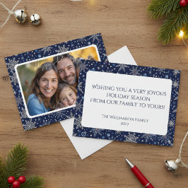 Cartão Postal Modern Holiday Snowflake Photo