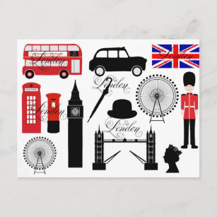 Cartão Postal Modern London Excelente Reino Unido ícones vintage
