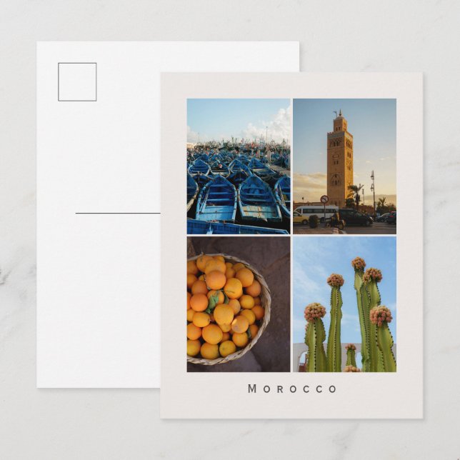 Cartão Postal Modern Morocco Travel Collage Postcard (Frente/Verso)