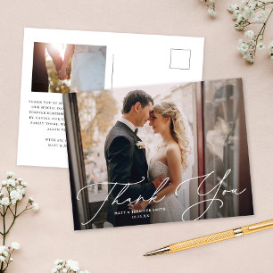 Cartão Postal Modern Script Chic Dois Casamento Fotográfico Obri