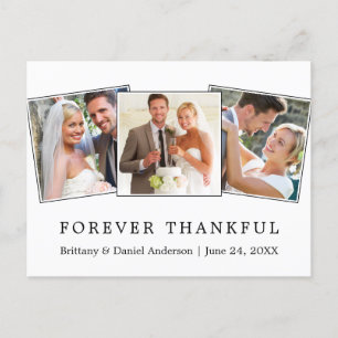 Cartão Postal Modern Simple Forever Thankful Casamento 3 Foto