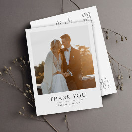 Cartão Postal Modern Simple Photo Wedding Thank You