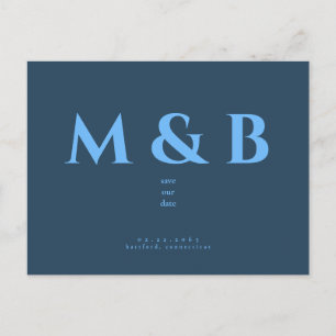 Cartão Postal Modern Sleek Teal Wedding Salvar Data