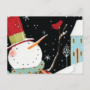 Cartão Postal Modern Snowmen Winter Home