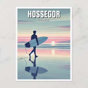 Cartão Postal Modern Surfer Sunset Hossegor França