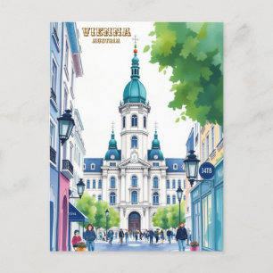 Cartão Postal Modern Viena Áustria — Impressão a Aquarela