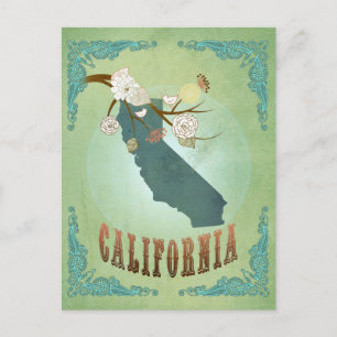 Cartão Postal Modern Vintage California State Map - Sage Green