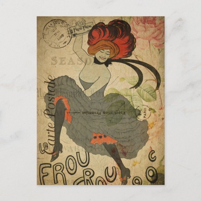 Cartão Postal Modern Vintage French Dancer collage Postcard (Frente)