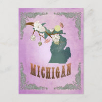 Modern Vintage Michigan State Map-Grape Purple