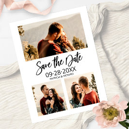 Cartão Postal Modern Wedding Save The Date 3 Photo Collage