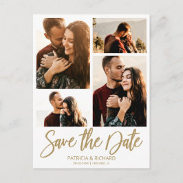 Cartão Postal Modern Wedding Save The Date 4 Photo Collage