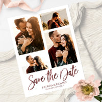 Modern Wedding Save The Date 4 Photo Collage