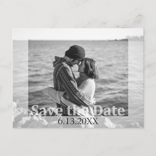 Cartão Postal Modern Wedding Save the Date Photo (Frente)