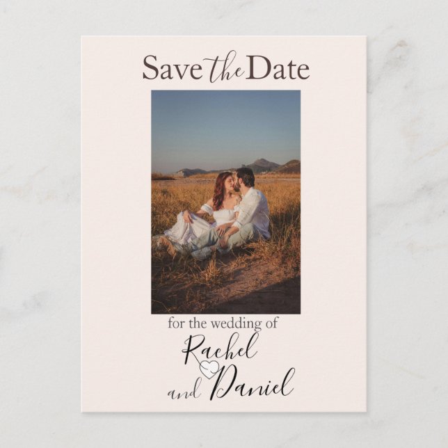 Cartão Postal Modern Wedding Save the Date Photo (Frente)