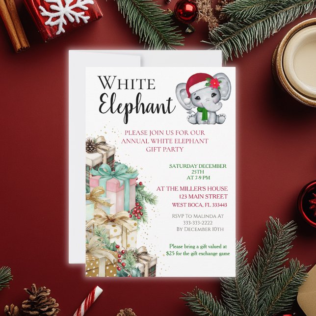 Cartão Postal Modern White Elephant Kids Christmas party  (Criador carregado)