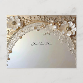 Cartão Postal Modern White Flowers Pearls Postcard