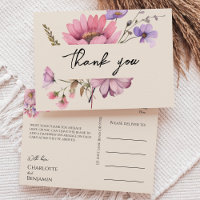 Modern Wildflower Beige Wede Obrigado Cartão-Posta