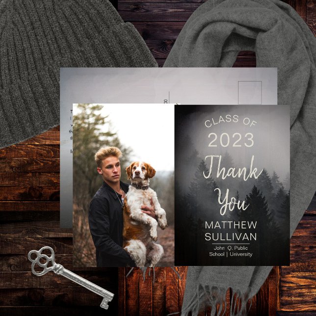 Cartão Postal Modern Woodsy Rustic | Foto Obrigado (Criador carregado)