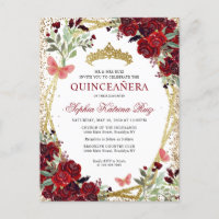 Moderna Borgonha Floral Vermelha Dourada Tiara Qui