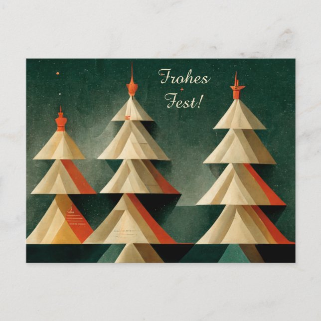 Cartão Postal Moderne Art Deco Weihnachtskarte Frohes Fest (Frente)