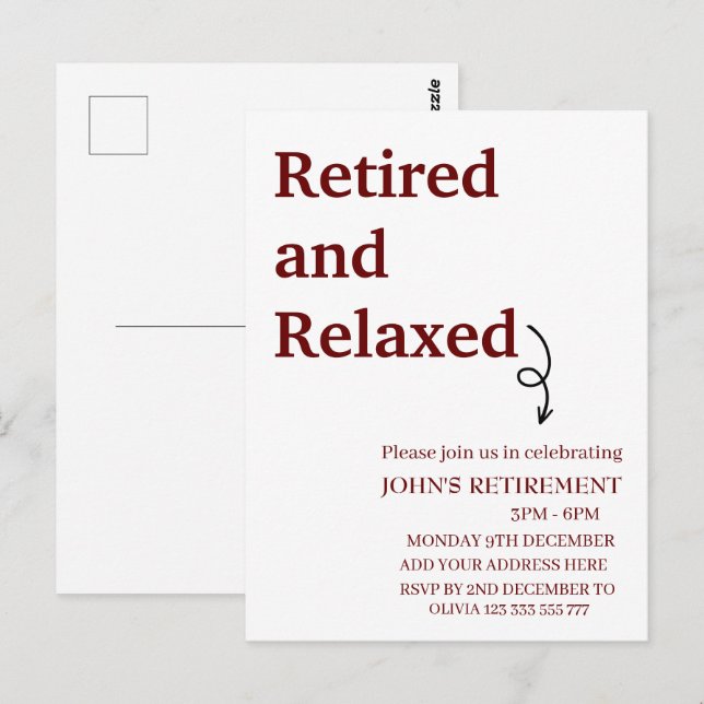 Cartão Postal Moderno aposentado e aposentadoria relaxada person (Frente/Verso)